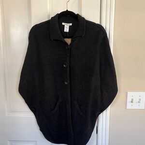 Coldwater CreekWomen's Grey/Black Button-Up Jacket Poncho Cape